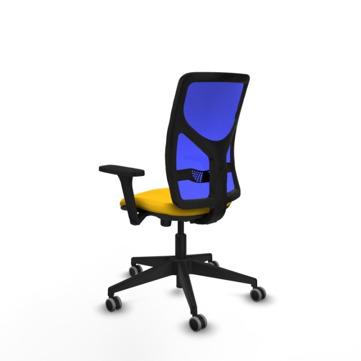 Motilla sincro malla azul bali amarillo brazos 3D base piramidal  ruedas 65mm engomadas