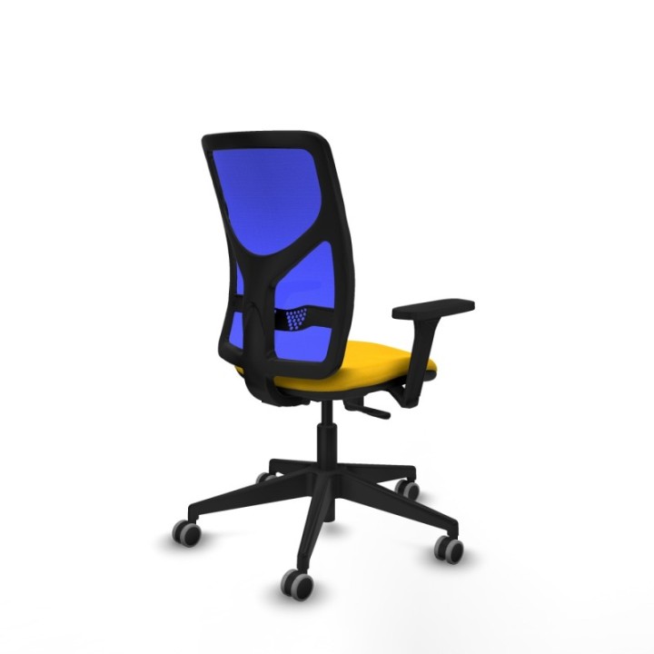 Motilla sincro malla azul bali amarillo brazos 3D base piramidal  ruedas 65mm engomadas