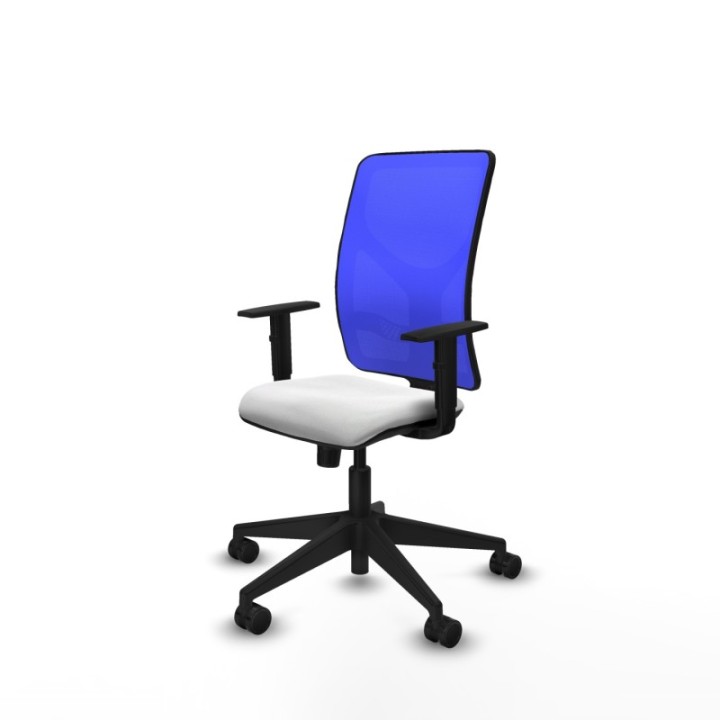 Motilla sincro malla azul bali blanco brazos 1D base piramidal  ruedas 65mm nailon