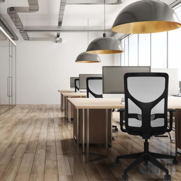 Motilla sincro malla azul bali blanco brazos 1D base piramidal  ruedas 65mm nailon