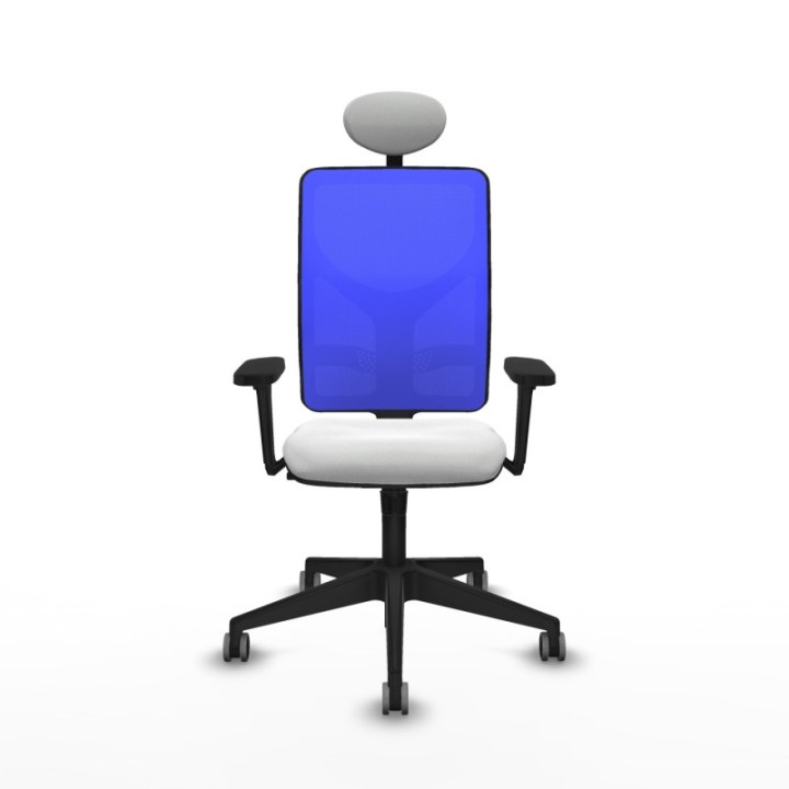 Motilla sincro malla azul bali blanco brazos 3D base piramidal cabecero fijo ruedas 65mm engomadas