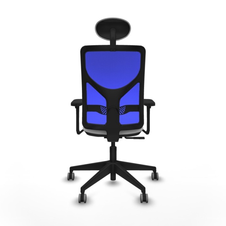 Motilla sincro malla azul bali blanco brazos 3D base piramidal cabecero fijo ruedas 65mm engomadas