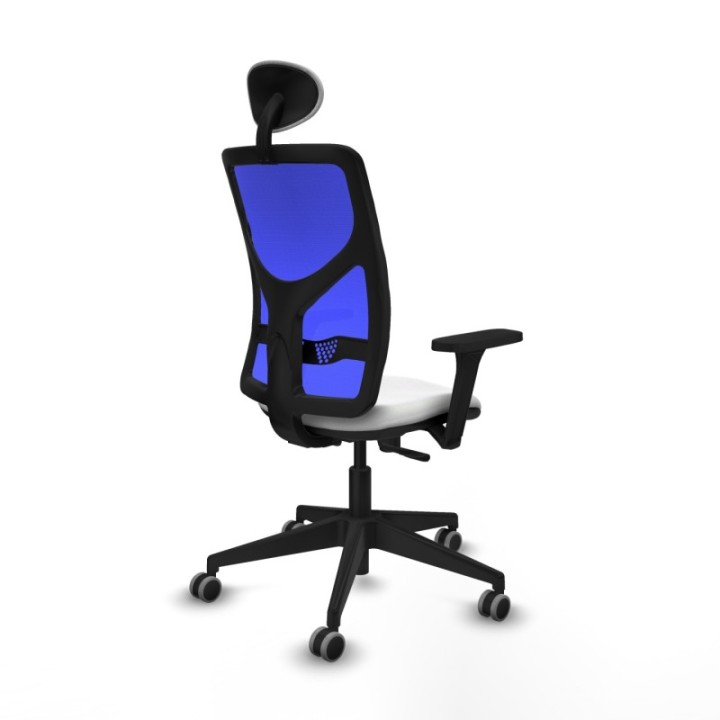 Motilla sincro malla azul bali blanco brazos 3D base piramidal cabecero fijo ruedas 65mm engomadas