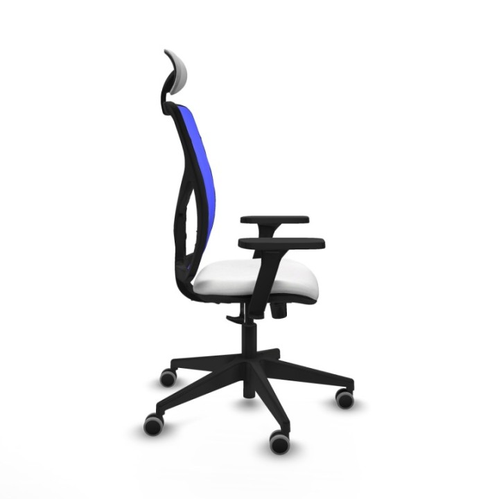 Motilla sincro malla azul bali blanco brazos 3D base piramidal cabecero fijo ruedas 65mm engomadas