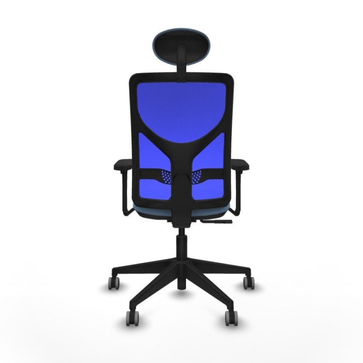 Motilla sincro malla azul bali azul cielo brazos 3D base piramidal cabecero fijo ruedas 65mm engomadas