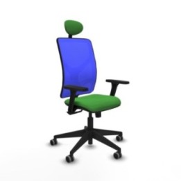 Motilla sincro malla azul bali verde brazos 3D base piramidal cabecero fijo ruedas 65mm engomadas