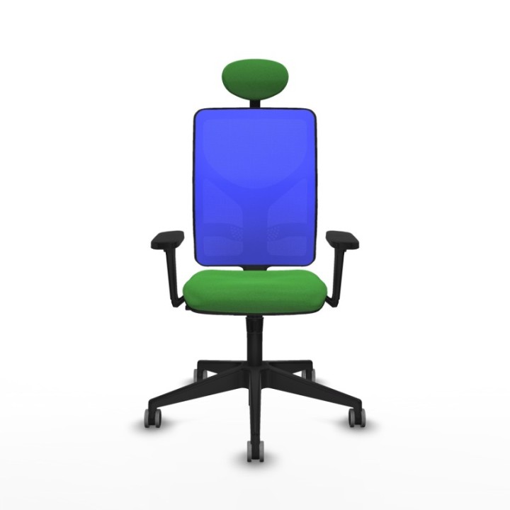 Motilla sincro malla azul bali verde brazos 3D base piramidal cabecero fijo ruedas 65mm engomadas