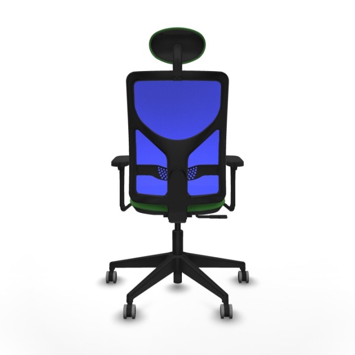 Motilla sincro malla azul bali verde brazos 3D base piramidal cabecero fijo ruedas 65mm engomadas