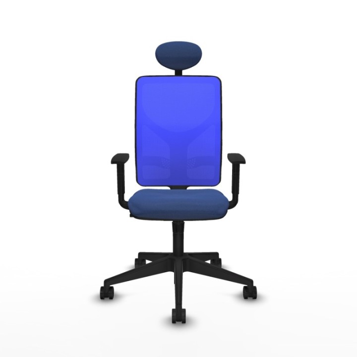 Motilla sincro malla azul bali azul marino brazos 1D base piramidal cabecero fijo ruedas 65mm nailon