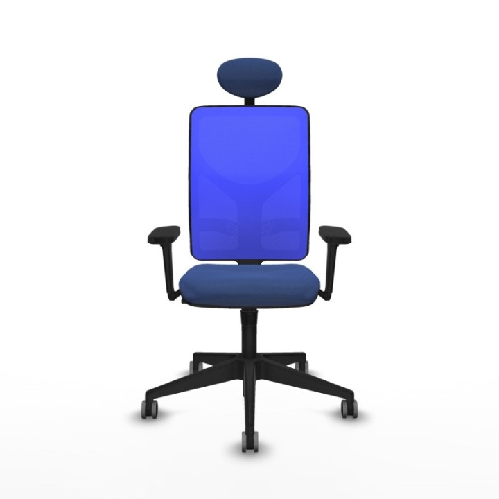 Motilla sincro malla azul bali azul marino brazos 3D base piramidal cabecero fijo ruedas 65mm engomadas