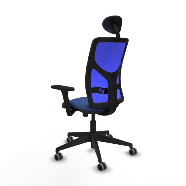 Motilla sincro malla azul bali azul marino brazos 3D base piramidal cabecero fijo ruedas 65mm engomadas