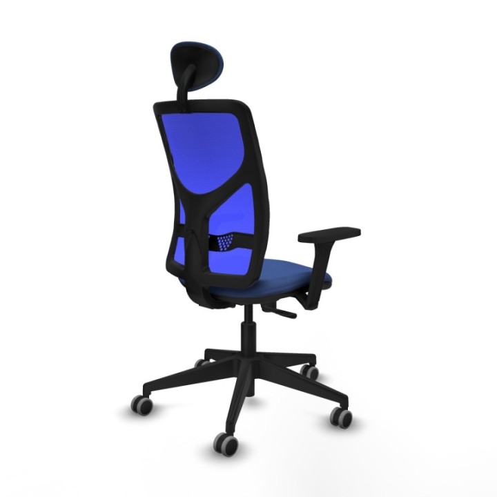 Motilla sincro malla azul bali azul marino brazos 3D base piramidal cabecero fijo ruedas 65mm engomadas