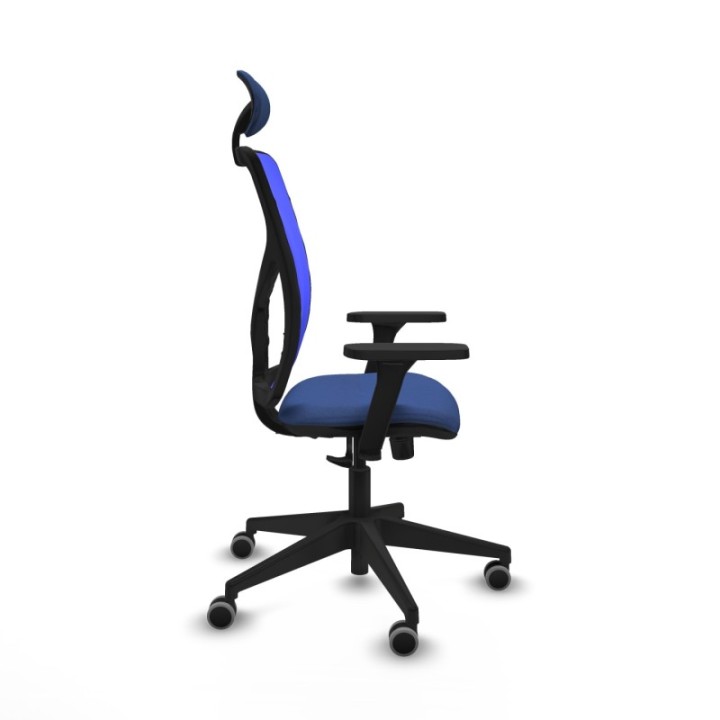 Motilla sincro malla azul bali azul marino brazos 3D base piramidal cabecero fijo ruedas 65mm engomadas