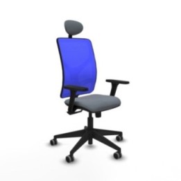 Motilla sincro malla azul bali gris brazos 3D base piramidal cabecero fijo ruedas 65mm engomadas