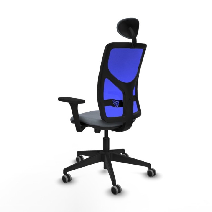 Motilla sincro malla azul bali gris brazos 3D base piramidal cabecero fijo ruedas 65mm engomadas