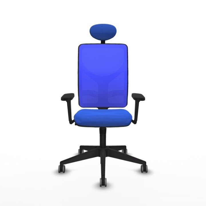 Motilla sincro malla azul bali azul brazos 3D base piramidal cabecero fijo ruedas 65mm engomadas