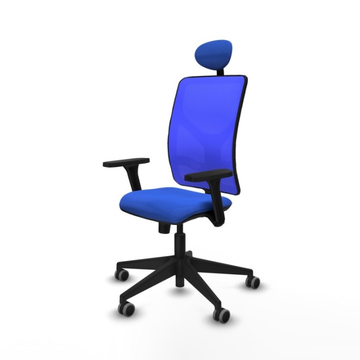 Motilla sincro malla azul bali azul brazos 3D base piramidal cabecero fijo ruedas 65mm engomadas