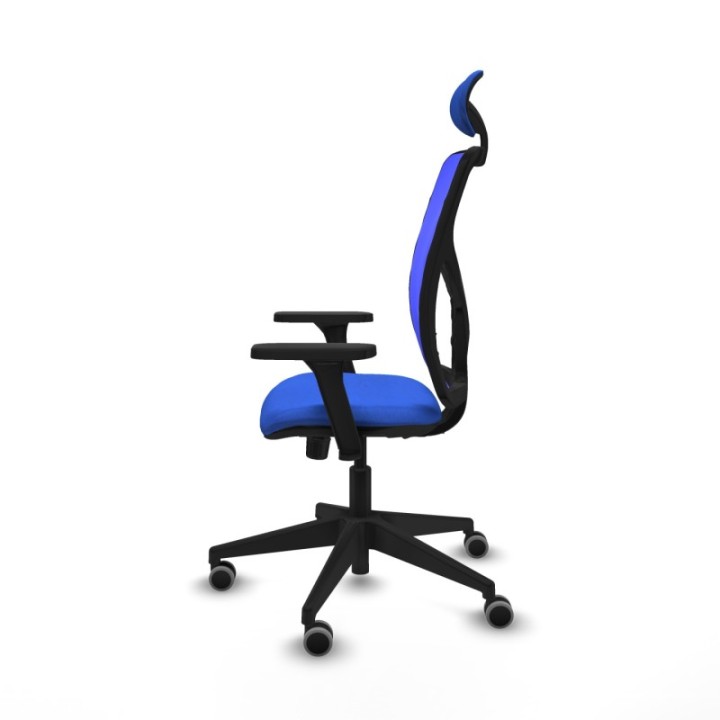 Motilla sincro malla azul bali azul brazos 3D base piramidal cabecero fijo ruedas 65mm engomadas