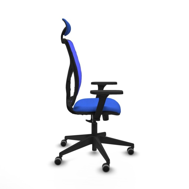 Motilla sincro malla azul bali azul brazos 3D base piramidal cabecero fijo ruedas 65mm engomadas