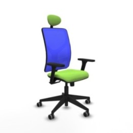 Motilla sincro malla azul bali pistacho brazos 3D base piramidal cabecero fijo ruedas 65mm engomadas