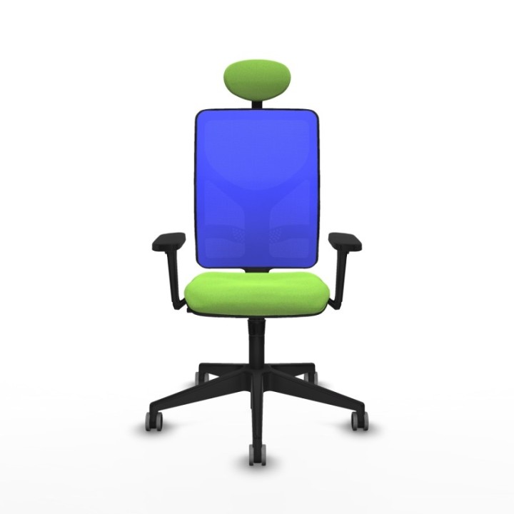 Motilla sincro malla azul bali pistacho brazos 3D base piramidal cabecero fijo ruedas 65mm engomadas