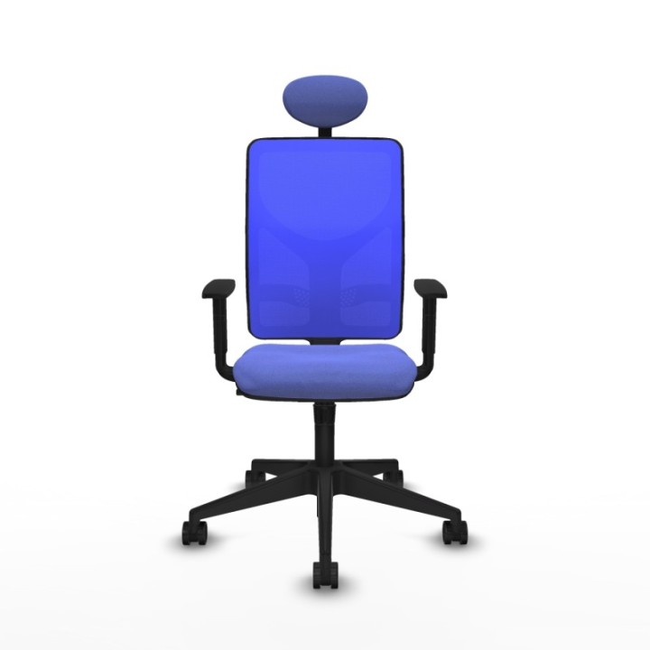 Motilla sincro malla azul bali azul claro brazos 1D base piramidal cabecero fijo ruedas 65mm nailon