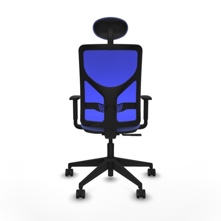 Motilla sincro malla azul bali azul claro brazos 1D base piramidal cabecero fijo ruedas 65mm nailon