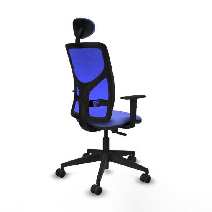 Motilla sincro malla azul bali azul claro brazos 1D base piramidal cabecero fijo ruedas 65mm nailon