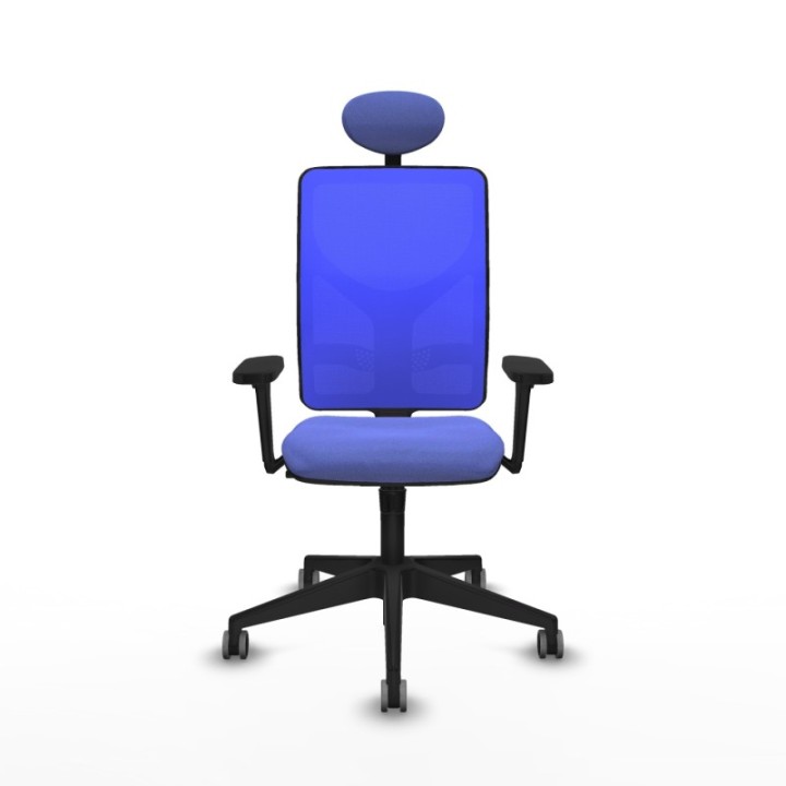 Motilla sincro malla azul bali azul claro brazos 3D base piramidal cabecero fijo ruedas 65mm engomadas