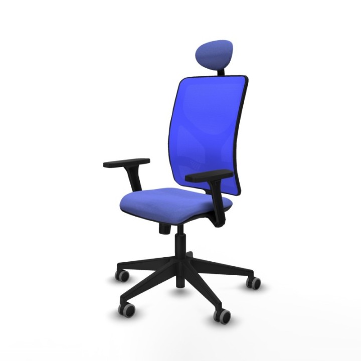 Motilla sincro malla azul bali azul claro brazos 3D base piramidal cabecero fijo ruedas 65mm engomadas