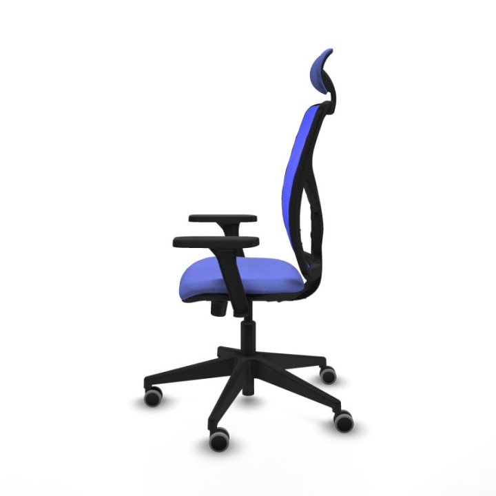 Motilla sincro malla azul bali azul claro brazos 3D base piramidal cabecero fijo ruedas 65mm engomadas