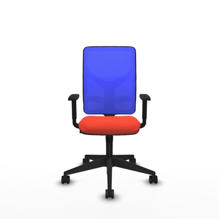 Motilla sincro malla azul bali naranja oscuro brazos 1D base piramidal  ruedas 65mm nailon