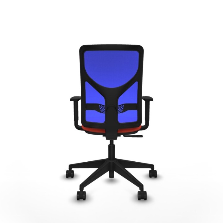 Motilla sincro malla azul bali naranja oscuro brazos 1D base piramidal  ruedas 65mm nailon