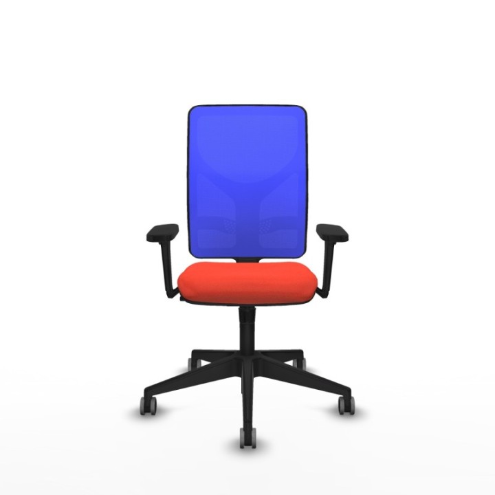 Motilla sincro malla azul bali naranja oscuro brazos 3D base piramidal  ruedas 65mm engomadas