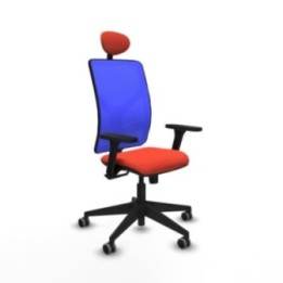 Motilla sincro malla azul bali naranja oscuro brazos 3D base piramidal cabecero fijo ruedas 65mm engomadas