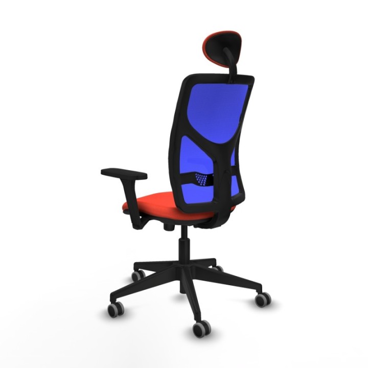 Motilla sincro malla azul bali naranja oscuro brazos 3D base piramidal cabecero fijo ruedas 65mm engomadas