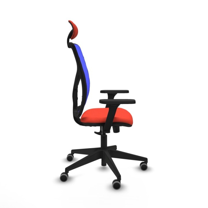 Motilla sincro malla azul bali naranja oscuro brazos 3D base piramidal cabecero fijo ruedas 65mm engomadas