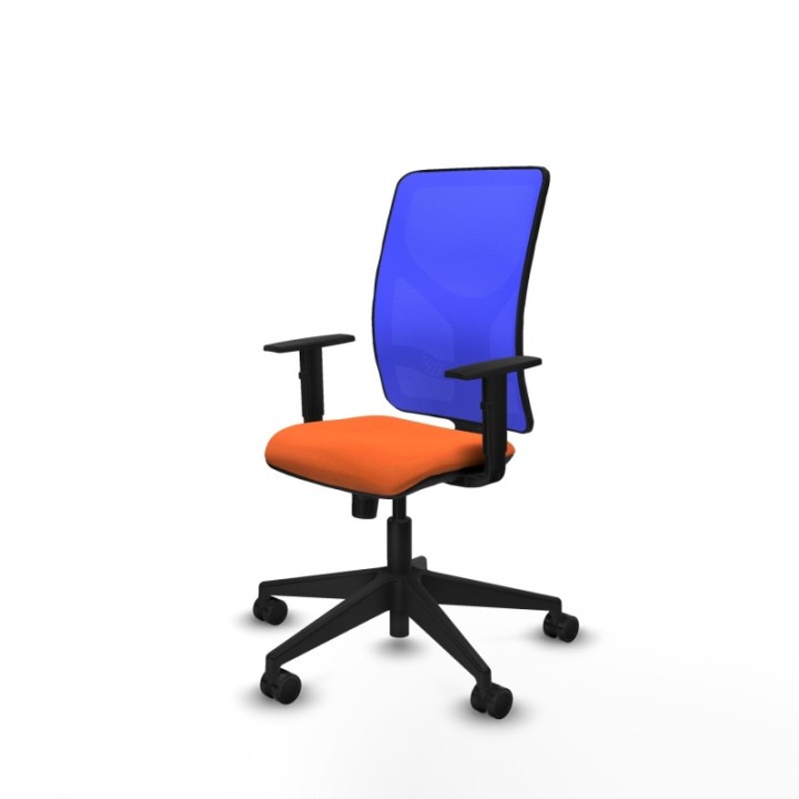 Motilla sincro malla azul bali naranja brazos 1D base piramidal  ruedas 65mm nailon