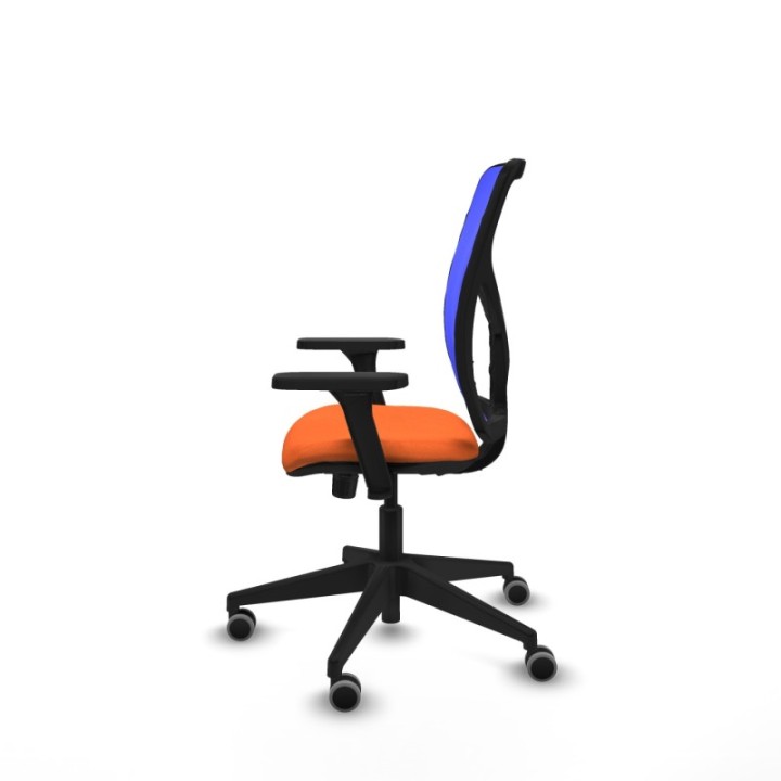 Motilla sincro malla azul bali naranja brazos 3D base piramidal  ruedas 65mm engomadas