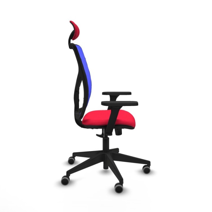 Motilla sincro malla azul bali rojo brazos 3D base piramidal cabecero fijo ruedas 65mm engomadas