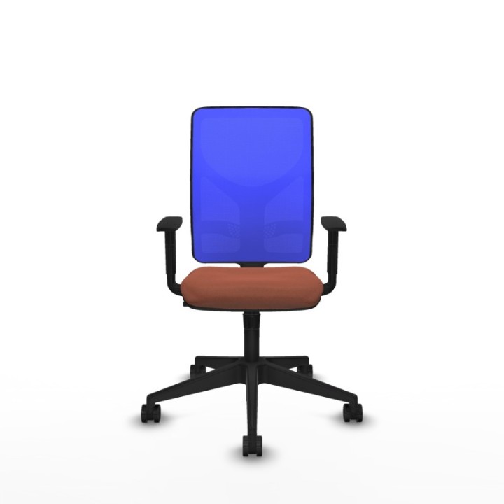 Motilla sincro malla azul bali marrón brazos 1D base piramidal  ruedas 65mm nailon