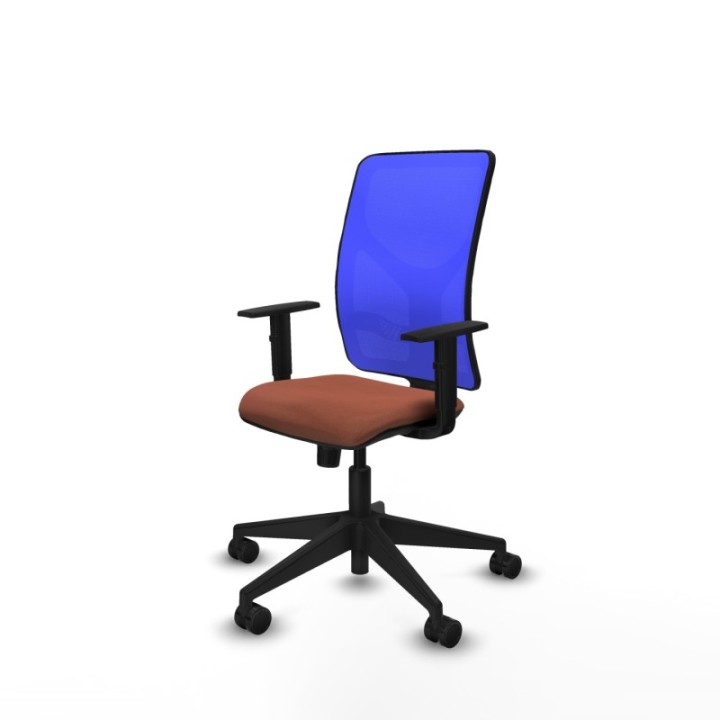 Motilla sincro malla azul bali marrón brazos 1D base piramidal  ruedas 65mm nailon