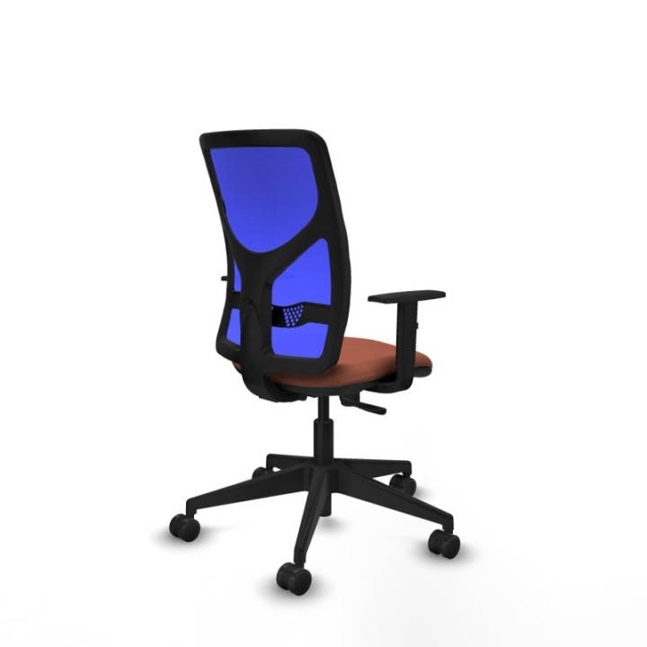 Motilla sincro malla azul bali marrón brazos 1D base piramidal  ruedas 65mm nailon