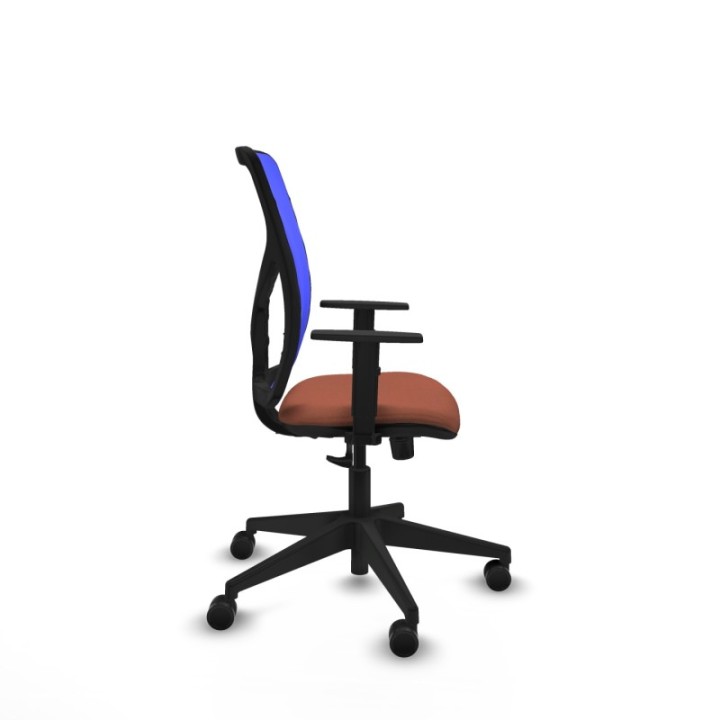 Motilla sincro malla azul bali marrón brazos 1D base piramidal  ruedas 65mm nailon