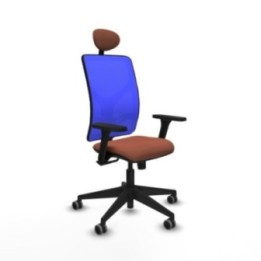 Motilla sincro malla azul bali marrón brazos 3D base piramidal cabecero fijo ruedas 65mm engomadas