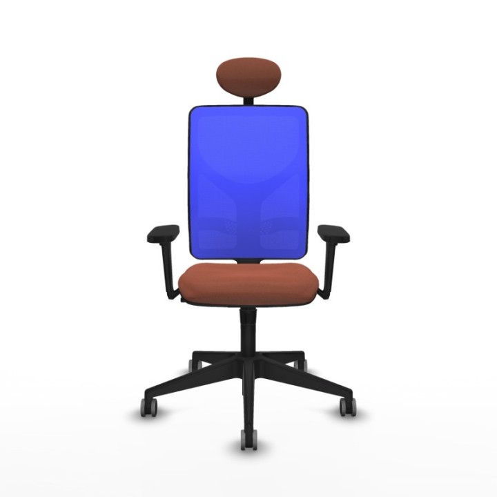 Motilla sincro malla azul bali marrón brazos 3D base piramidal cabecero fijo ruedas 65mm engomadas