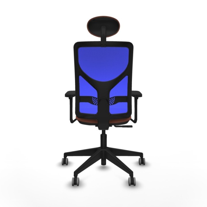 Motilla sincro malla azul bali marrón brazos 3D base piramidal cabecero fijo ruedas 65mm engomadas