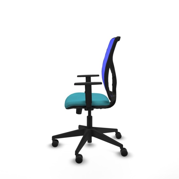 Motilla sincro malla azul bali turquesa brazos 1D base piramidal  ruedas 65mm nailon