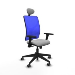 Motilla sincro malla azul bali gris claro brazos 3D base piramidal cabecero fijo ruedas 65mm engomadas