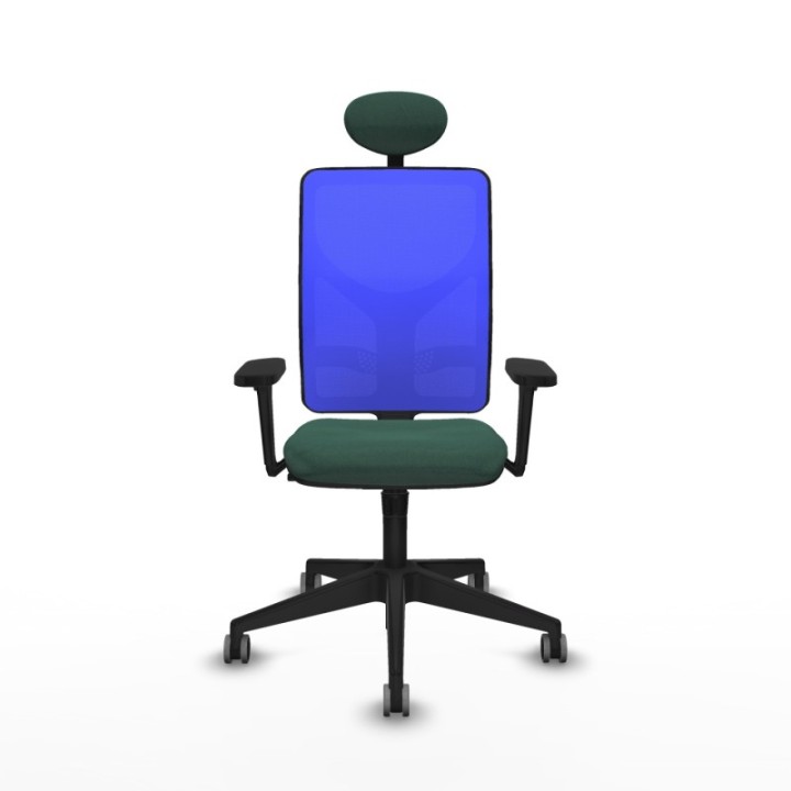 Motilla sincro malla azul bali verde botella brazos 3D base piramidal cabecero fijo ruedas 65mm engomadas